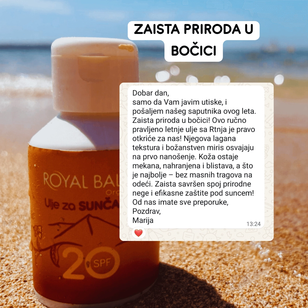 Prirodno ulje za sunčanje - komentar kupca Instagram
